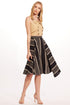 Black and Taupe Stripe Midi Skirt